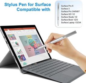 img 3 attached to ✏️ Stylus Pen for Microsoft Surface Pro 7 - Compatible with Surface Pro X/7/6/5/4/3, Surface Go 2/1, Surface Laptop 4/3/2/1, Surface Book 3/2/1, Surface Studio 2/1 - Palm Rejection, 1024 Pressure Sensitivity (Silver)