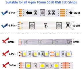 img 1 attached to 💡 10Packs of LUNERKU 4 Pin RGB LED Light Strip Connector for SMD 5050 Multicolor LED Strip - Unwired Gapless Solderless Snap Down Connector - LED Rope Tape Strip Adapter - 10mm PBC LED Strip to Strip - Enhance SEO