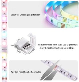 img 3 attached to 💡 10Packs of LUNERKU 4 Pin RGB LED Light Strip Connector for SMD 5050 Multicolor LED Strip - Unwired Gapless Solderless Snap Down Connector - LED Rope Tape Strip Adapter - 10mm PBC LED Strip to Strip - Enhance SEO