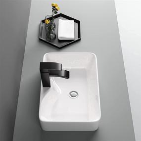 img 1 attached to 💧 Lofeyo 19&#34;x15&#34; Rectangular Vessel Sink - Above Counter White Ceramic Porcelain Bathroom Vanity Basin with Faucet Hole