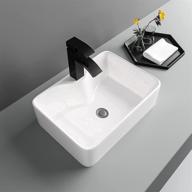 💧 lofeyo 19&#34;x15&#34; rectangular vessel sink - above counter white ceramic porcelain bathroom vanity basin with faucet hole logo