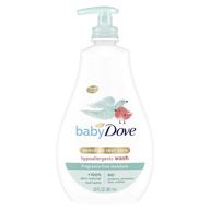 👶 baby dove sensitive skin care baby wash: fragrance free, hypoallergenic, moisturizing, and bacteria-fighting - 20 oz logo