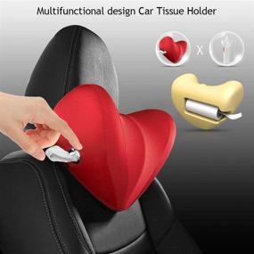 img 1 attached to Red Car Neck Pillow Memory Foam – Relieve Neck Pain and Muscle Tension while Driving – Multifunctional Tissue Holder Neck Pillow for Car Seats