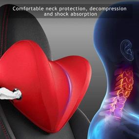 img 3 attached to Red Car Neck Pillow Memory Foam – Relieve Neck Pain and Muscle Tension while Driving – Multifunctional Tissue Holder Neck Pillow for Car Seats