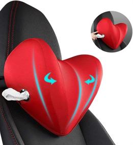 img 4 attached to Red Car Neck Pillow Memory Foam – Relieve Neck Pain and Muscle Tension while Driving – Multifunctional Tissue Holder Neck Pillow for Car Seats