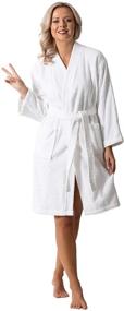 img 4 attached to 🛀 Pamper Yourself with Luxurious Women's Turkish Terry Kimono Collar Bathrobes: Super-Soft, Absorbent, and Oh-So-Comfortable!