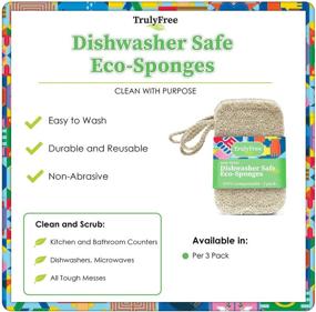 img 2 attached to 🌱 Organic Luffa Cleaning Sponges, 3 Pack - Eco-friendly Dish Scrubber, Reusable Kitchen Sponge, Compostable Scouring Pad - Durable, Truly Free - Ideal for Dishwashing, Kitchen Cleaning - Top-Quality Cleaning Supplies