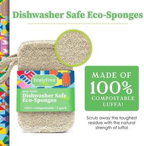 img 1 attached to 🌱 Organic Luffa Cleaning Sponges, 3 Pack - Eco-friendly Dish Scrubber, Reusable Kitchen Sponge, Compostable Scouring Pad - Durable, Truly Free - Ideal for Dishwashing, Kitchen Cleaning - Top-Quality Cleaning Supplies