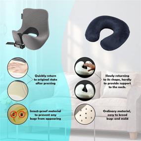 img 1 attached to Grey Memory Foam Travel Pillow for Neck, Chin, and Lumbar Support - Perfect for Sleeping Rest on Airplanes, Cars, Buses, and Office