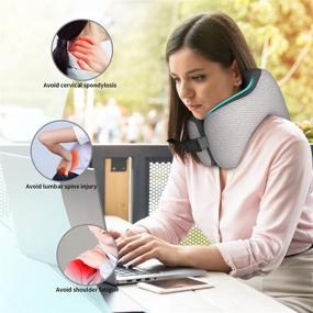 img 2 attached to Grey Memory Foam Travel Pillow for Neck, Chin, and Lumbar Support - Perfect for Sleeping Rest on Airplanes, Cars, Buses, and Office