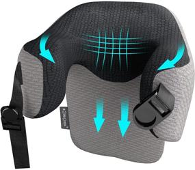 img 4 attached to Grey Memory Foam Travel Pillow for Neck, Chin, and Lumbar Support - Perfect for Sleeping Rest on Airplanes, Cars, Buses, and Office
