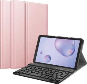 img 4 attached to Fintie Keyboard Case for Samsung Galaxy Tab A 8.4 2020 SM-T307: Slim Lightweight Cover with Wireless Bluetooth Keyboard - Rose Gold