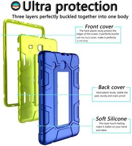 img 1 attached to 📱 Premium Heavy Duty Shockproof Case for Galaxy Tab E 9.6 inch - Elegant Choise Case with Kickstand, Yellow/Blue