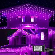 dazzle bright 360 led purple christmas icicle string lights - outdoor garden patio holiday party decorations with 8 lighting modes logo