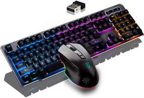 img 4 attached to 🎮 Enhanced Gaming Experience with Rechargeable Keyboard and Mouse Set - Backlit, Mechanical Feel, Wireless 2.4G, Adjustable Breathing Lamp, Anti-ghosting and Multimedia Keys (Black-Combo)