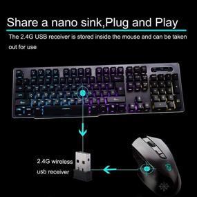 img 2 attached to 🎮 Enhanced Gaming Experience with Rechargeable Keyboard and Mouse Set - Backlit, Mechanical Feel, Wireless 2.4G, Adjustable Breathing Lamp, Anti-ghosting and Multimedia Keys (Black-Combo)