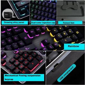 img 1 attached to 🎮 Enhanced Gaming Experience with Rechargeable Keyboard and Mouse Set - Backlit, Mechanical Feel, Wireless 2.4G, Adjustable Breathing Lamp, Anti-ghosting and Multimedia Keys (Black-Combo)