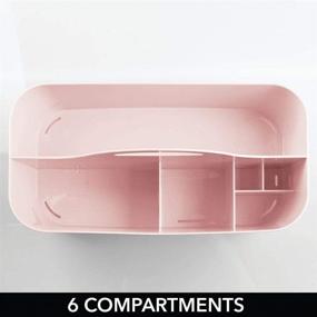 img 2 attached to 🎨 mDesign Plastic Portable Craft Storage Organizer Caddy Tote - Small - Light Pink/Blush - for Craft, Sewing, Art Supplies - Holds Paint Brushes, Colored Pencils, Glue