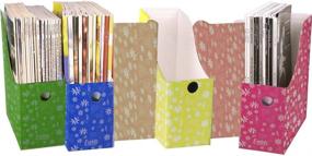 img 1 attached to 🌸 Evelots Flower Patterned Magazine File Organizer Holder - 4 Inch Wide - Set of 6 with Labels