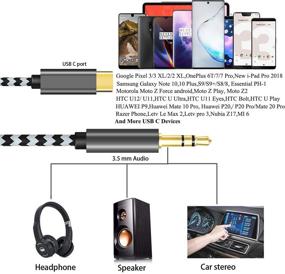 img 3 attached to 🔌 6FT USB C to 3.5mm Aux Cable, Type C 3.5mm Audio Cord for Google Pixel 4/3/2 XL, Galaxy Note 10/10+/S20/S20+/S20 Ultra/Note 20/Note 20 Ultra, OnePlus 6T/7/7 Pro/7T/8/8 Pro, Moto, Essential