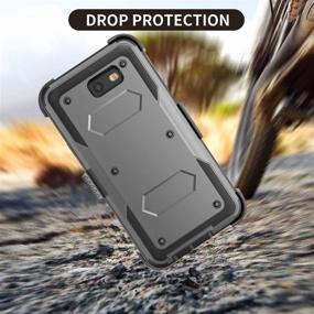 img 3 attached to 📱 Tinysaturn Galaxy J7 2017 Case - Shockproof Holster with Built-in Screen Protector, Belt Clip and Kickstand - Rugged Phone Case for Samsung Galaxy J7 Perx/Sky Pro/Halo/V - Grey