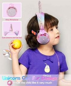 img 3 attached to Pink Unicorn Wired Headphones: Cute Cat Ear Kids Game Headset with Mic for Tablets, PCs - Perfect School, Birthday & Xmas Gift for Boys and Girls