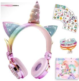 img 4 attached to Pink Unicorn Wired Headphones: Cute Cat Ear Kids Game Headset with Mic for Tablets, PCs - Perfect School, Birthday & Xmas Gift for Boys and Girls