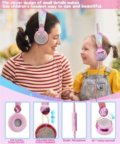 img 2 attached to Pink Unicorn Wired Headphones: Cute Cat Ear Kids Game Headset with Mic for Tablets, PCs - Perfect School, Birthday & Xmas Gift for Boys and Girls