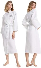 img 3 attached to AW Bridal 2Pcs Couple's Cotton Waffle Robe Set with Embroidered Monogram | Lightweight Bathrobe for Men and Women - Ideal Bridal Robes