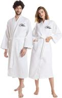 aw bridal 2pcs couple's cotton waffle robe set with embroidered monogram | lightweight bathrobe for men and women - ideal bridal robes logo