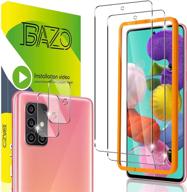 📱 [2+2 pack] bazo tempered glass screen protector for samsung galaxy a51 5g / 4g / 5g uw - enhanced camera lens protection with easy installation frame - case friendly - anti-scratch - crystal clear hd clarity logo