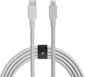 img 4 attached to NATIVE UNION Belt Cable USB-C в Lightning - 10 футов MFi-сертифицированный ультрадолговечный армированный кабель для iPhone/iPad (облако белое)