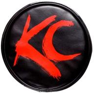 ➕ kc hilites 5110 - high-quality 6" round black vinyl light cover with striking red kc logo (set of 2) logo
