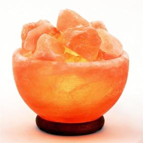 img 1 attached to 🔮 Enhance Your Space with the Rakaposhi Natural Himalayan Salt Chip Bowl Lamp: Authentic Stone Mineralamp of Premium Quality Wood Base with Dimmer Switch