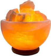 🔮 enhance your space with the rakaposhi natural himalayan salt chip bowl lamp: authentic stone mineralamp of premium quality wood base with dimmer switch logo