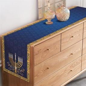img 3 attached to 🍽️ Liven up your kitchen and dining room with the Rainlemon Linen Hanukkah Table Runner - A perfect Jewish Chanukah Menorah Festival Kitchen Dining Room Table Decoration