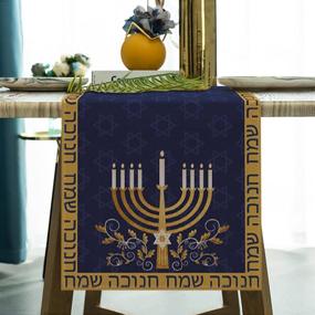 img 2 attached to 🍽️ Liven up your kitchen and dining room with the Rainlemon Linen Hanukkah Table Runner - A perfect Jewish Chanukah Menorah Festival Kitchen Dining Room Table Decoration