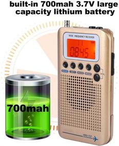 img 2 attached to 📻 Full Band Hand-held Air Band Radio Receiver with Extended Antenna, Built-in Battery, LCD Display, Alarm, Earphones - AIR FM AM CB SW VHF Digital Travel Radio (Brass)