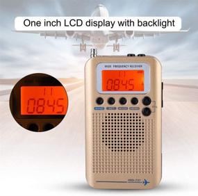 img 3 attached to 📻 Full Band Hand-held Air Band Radio Receiver with Extended Antenna, Built-in Battery, LCD Display, Alarm, Earphones - AIR FM AM CB SW VHF Digital Travel Radio (Brass)