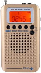 img 4 attached to 📻 Full Band Hand-held Air Band Radio Receiver with Extended Antenna, Built-in Battery, LCD Display, Alarm, Earphones - AIR FM AM CB SW VHF Digital Travel Radio (Brass)
