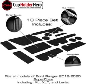 img 2 attached to 🚗 CupHolderHero Ford Ranger Accessories 2019-2022: Non-Slip Anti Dust Cup Holder Inserts, Console Liner Mats & Door Pocket Liners - 13-pc Set (SuperCrew – 5 Passenger, Solid Black)