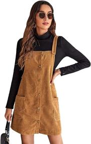 img 4 attached to 👗 Corduroy Pinafore Overall with Pockets for Women's Jumpsuits, Rompers & Overalls by Floerns