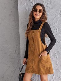 img 2 attached to 👗 Corduroy Pinafore Overall with Pockets for Women's Jumpsuits, Rompers & Overalls by Floerns