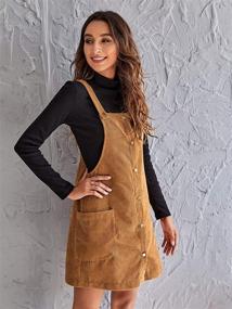 img 1 attached to 👗 Corduroy Pinafore Overall with Pockets for Women's Jumpsuits, Rompers & Overalls by Floerns