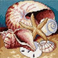 shell collage needlepoint kit by dimensions - create stunning shell-themed artwork! logo