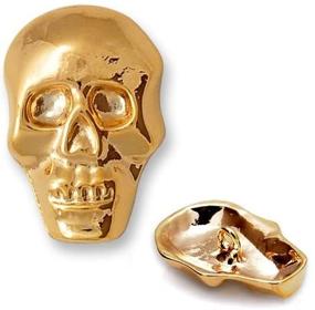 img 3 attached to 🪦 Gold Metal Skull Button with Shank - 4-pcs, 18mm x 26mm, TR-10599