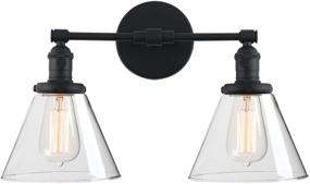 img 4 attached to 🔦 Phansthy 2-Light Industrial Black Wall Sconce with Clear Glass Canopy, Dual 7.3 Inches Cone Wall Light Fixture (Black)