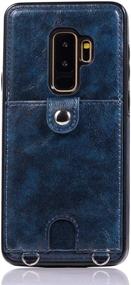 img 3 attached to 📱 Blue PU Leather Wallet Case for Samsung Galaxy S9 Plus - Necklace Lanyard Cover with Card Holder, Adjustable and Detachable Anti-Lost Neck Strap Case