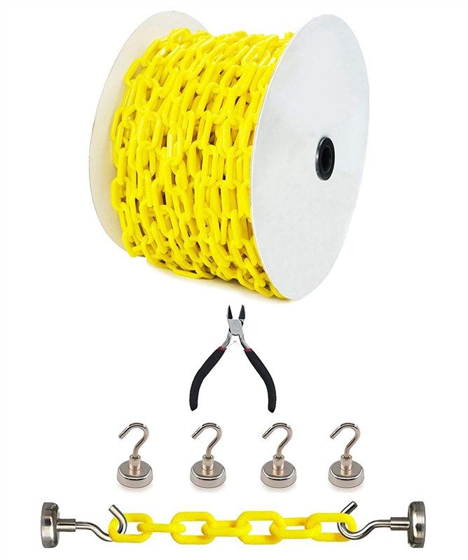 Reliabe1st Yellow Plastic Safety Barrier Chain (13 Feet) with 2 Magnetic  Hooks | Loading Dock Kit | Caution Security Chain Safety Chain for Crowd
