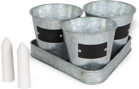 img 2 attached to 🍴 Brightmaison Pianta Kitchen Utensil Holder Set - Galvanized Bucket with Chalkboard Labels for Forks, Spoons, Knives (Set of 3)